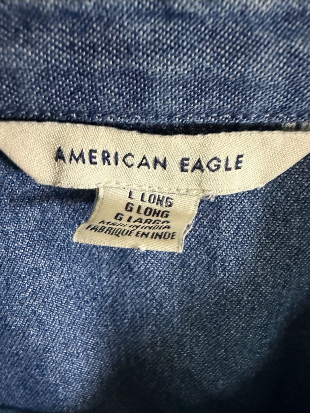 American Eagle Outfitters Denim Tiered Shirt Dress - Blue L Long - Picture 7 of 7